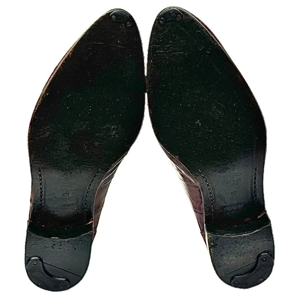 Vintage Saffron Burgundy Eel Skin Tassel Loafers Men’s Size 10M Dress Shoes